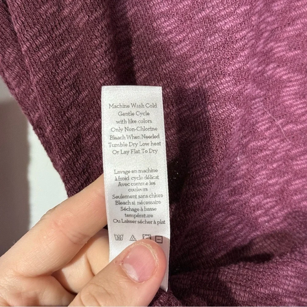 Anthropologie Left of Center Slub Knit Sweater Tie Front Burgundy Size Medium